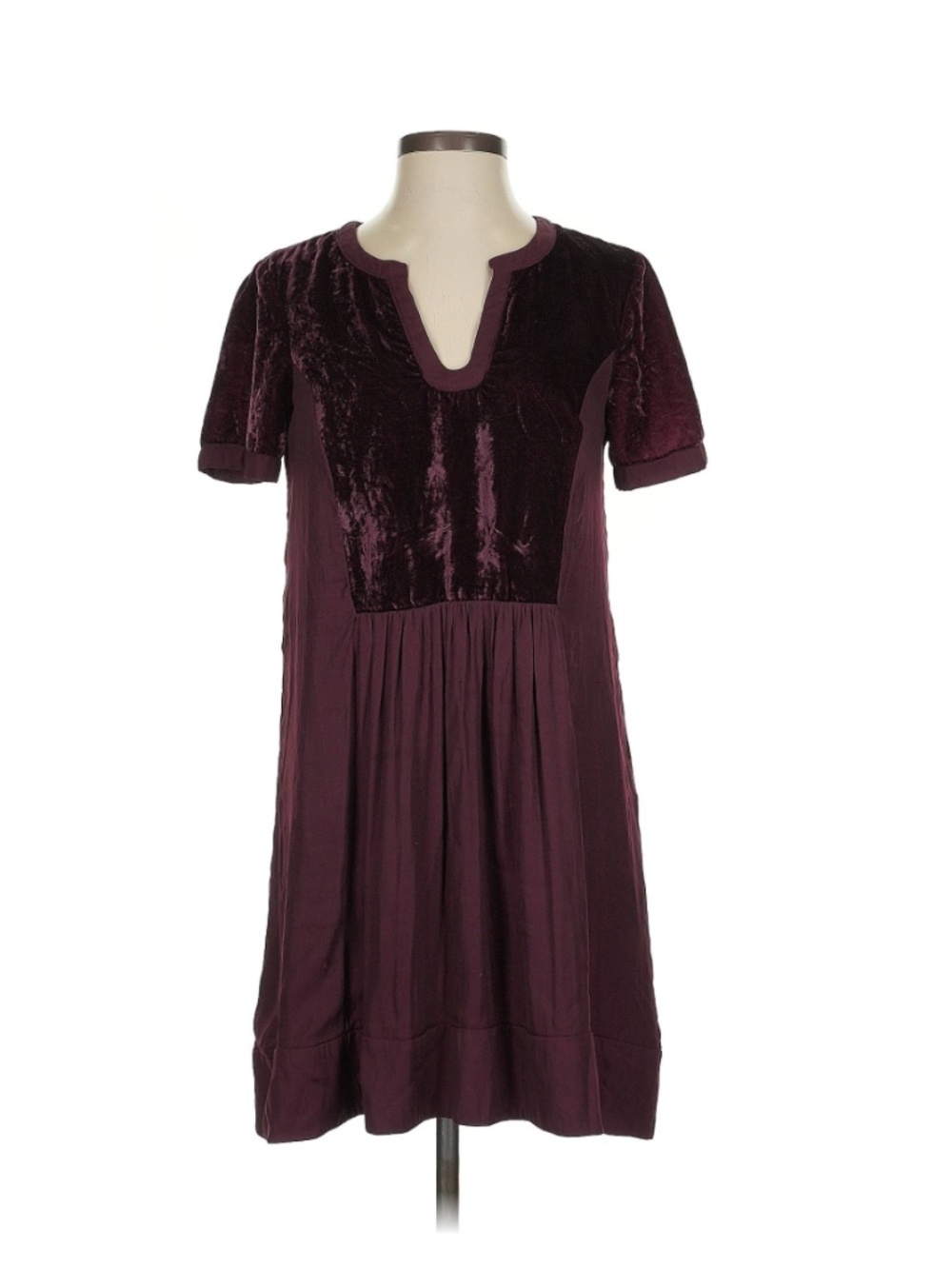 Maeve Anthropologie Small Petite Velvet Mini Dress Plum Purple